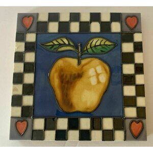 Apple Teacher Fruit  Decorative Wall Art Ceramic Tile 6x6 New Gift Raised Relief